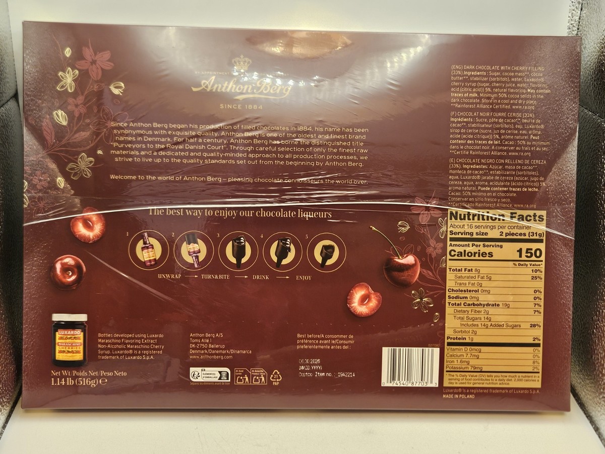 ANTHON BERG CHERRY SENSATIONS LUXARDO - 33 DARK CHOCOLATE BOTTLES