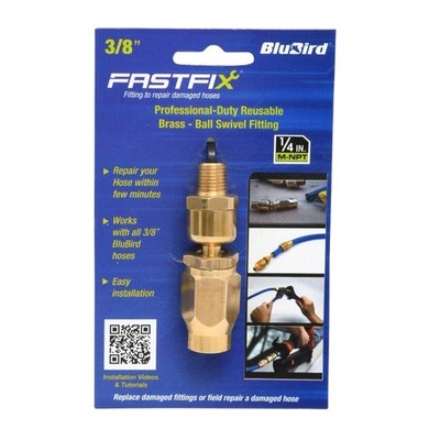 Fast Fix 3/8'' Air Hose Assembly Repair Fitting 1/4'' MNPT Swivel