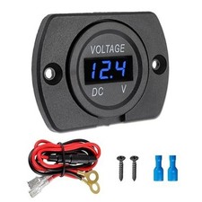 12V 24V Battery Voltage Meter Waterproof LED Digital Display Voltm Color: Blue