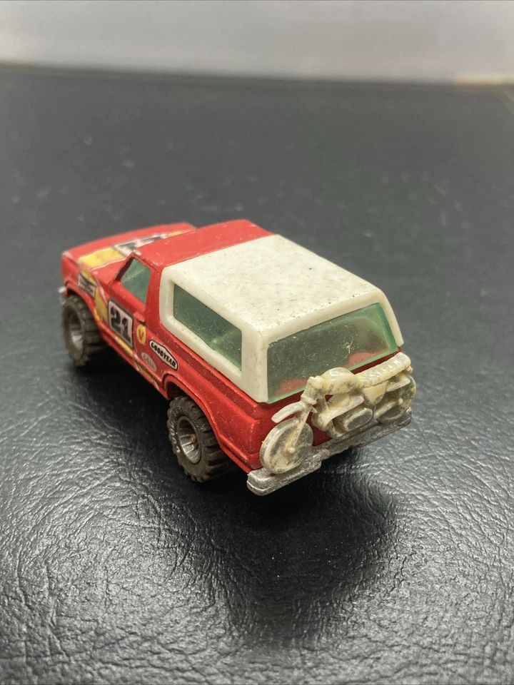 1980 Hot Wheels Real Riders Ford Bronco 21 красный с мотоциклом Goodyear БЕЛЫЕ СТУПИЦЫ - Изображение 3 из 4