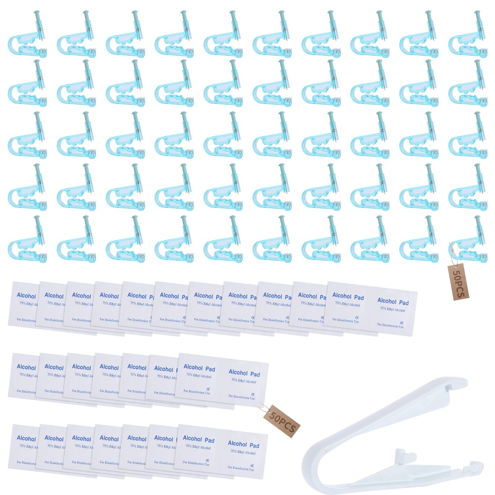 50PCS Disposable Ear Piercing Kit - Sterile Self-Piercing Gun, Ear Studs & Tools - second product detail image