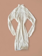 white fuzzy mock neck bodycon dress size small