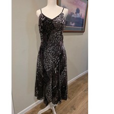 White House Black Market Velvet Burnout Slip Dress Midi Spaghetti Strap Sz 6