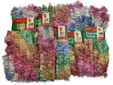 Velvet Touch Rainbow Metallic Christmas Garland 5ct = 75ft Flame Resistant NOS