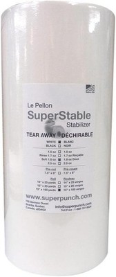 Superpunch Soft Tear Away 1.8 oz Stabilizer, 15'' x 100 yards roll, White 