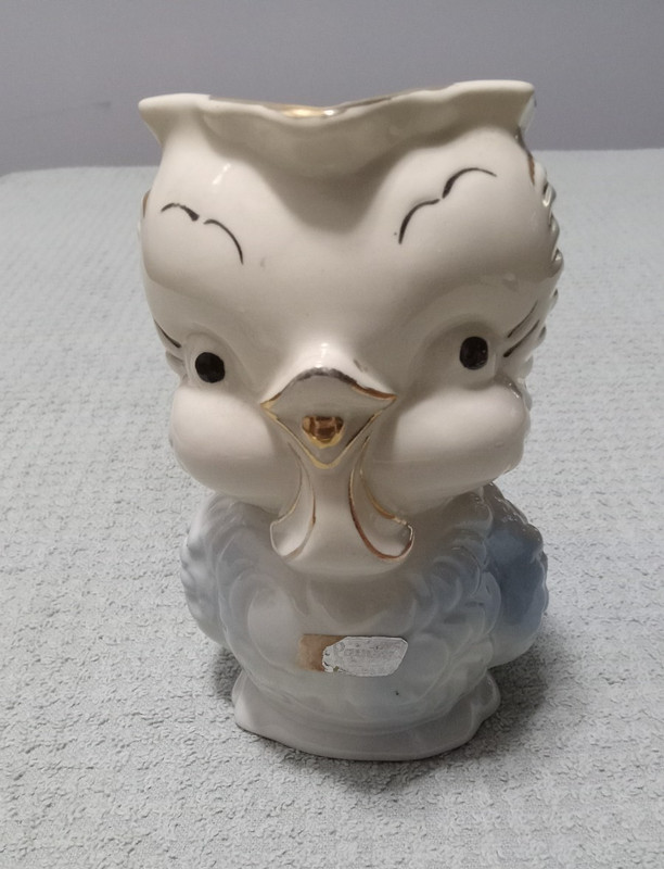 Vtg Shawnee Pottery Bluebird Chick Gold Trim Ceramic Cream Milk Pitcher Figurine