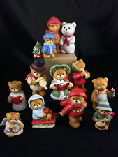 Lot of 10 Enesco Lucy And Me Bear Christmas Caroler Snowman Musicians Angel Sled