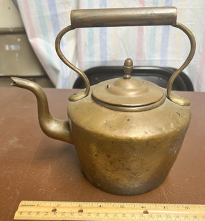 Old Vintage Antique English Large Copper & Brass Tea Kettle