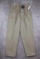 Vintage Nautica Pleated Pants Mens 29x30 Fit Beige Cuffed Chino Trousers NEW