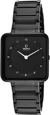 OBAKU Denmark Women's ULTRA THIN V139LBBSB Stainless Steel/Black Square WATCH