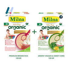 MILNA Baby Organic Porridge 6 Less Sugar Salt Milky Taste Gluten Free Omega 3 6