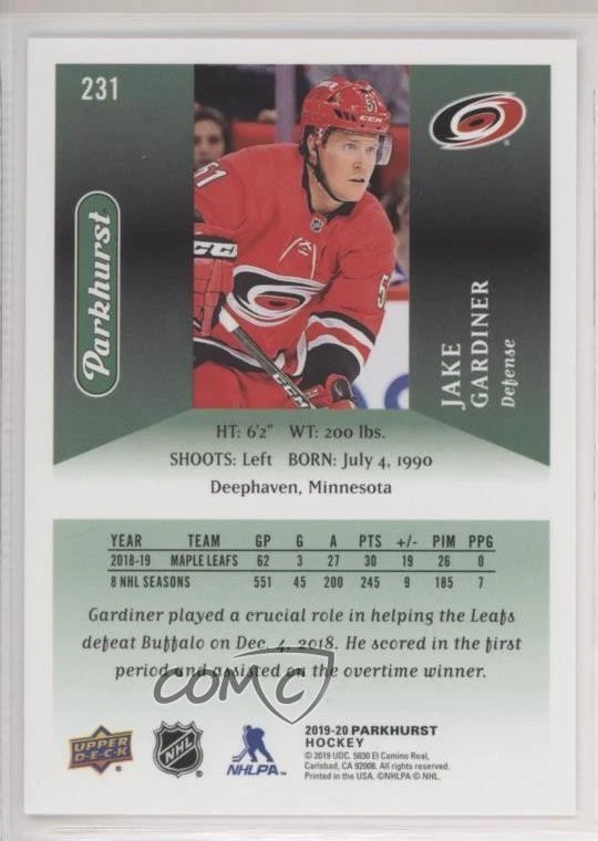 2019-20 Upper Deck Parkhurst SP Jake Gardiner #231 - Image 2 of 2