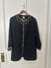 Chico's Rhinestone Metallic Open Blazer Womens Size Medium Black Classic Career