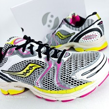 Saucony US 9.5 Mens White Black Pink Yellow Retro Progrid Triumph  S70704 14 New