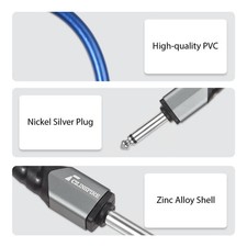 1/4 Inch Audio Instrument Cable 10ft Noise Reduction Dual Straight XYVI