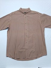 Redhead Men  s Short Sleeve Button Up Size XL Orange and Brown Plaid