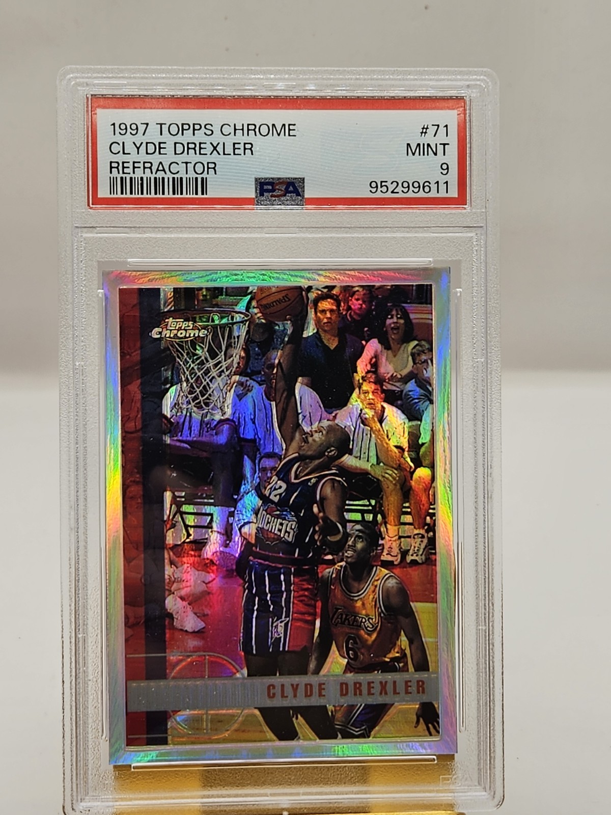 1997-98 Topps Chrome Clyde Drexler Refractor PSA 9 Mint #71 Houston Rockets HOF