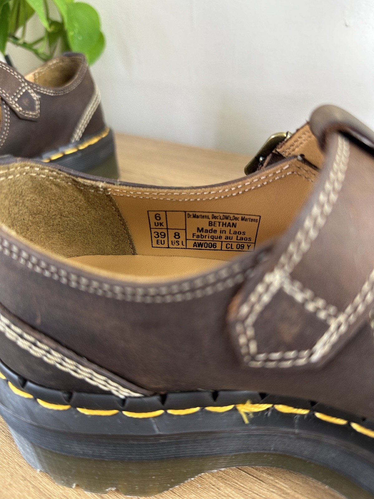 Dr Martens Bethan Crazy Horse Brown Platform Quad Shoes UK 6.5 EU 40 US 8.5