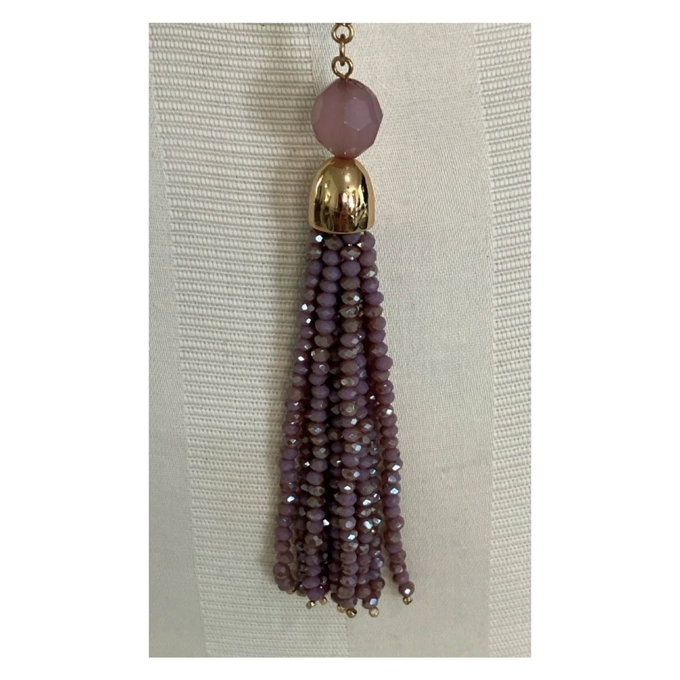 Collar de borla de cuarzo y cristal lavanda ágata uva Charter Club de colección Foto 4 de 4