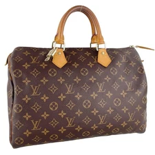 Louis Vuitton Monogram Speedy 35 Leather Fabric Brown Handbag 3868