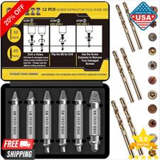 12-Pcs Screw Extractor Set Ea1sy Out Drill Bits Set for Removing Stripped Screws