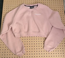 Alphalete light pink logo cropped crewneck sweatshirt small