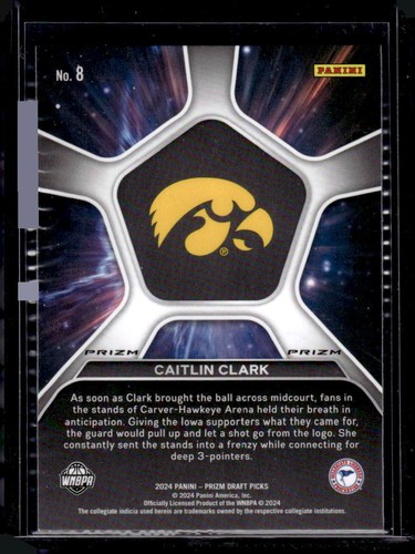2024 Panini Prizm Draft Picks #8 Caitlin Clark Deep Space Prizms Silver - Picture 2 of 2