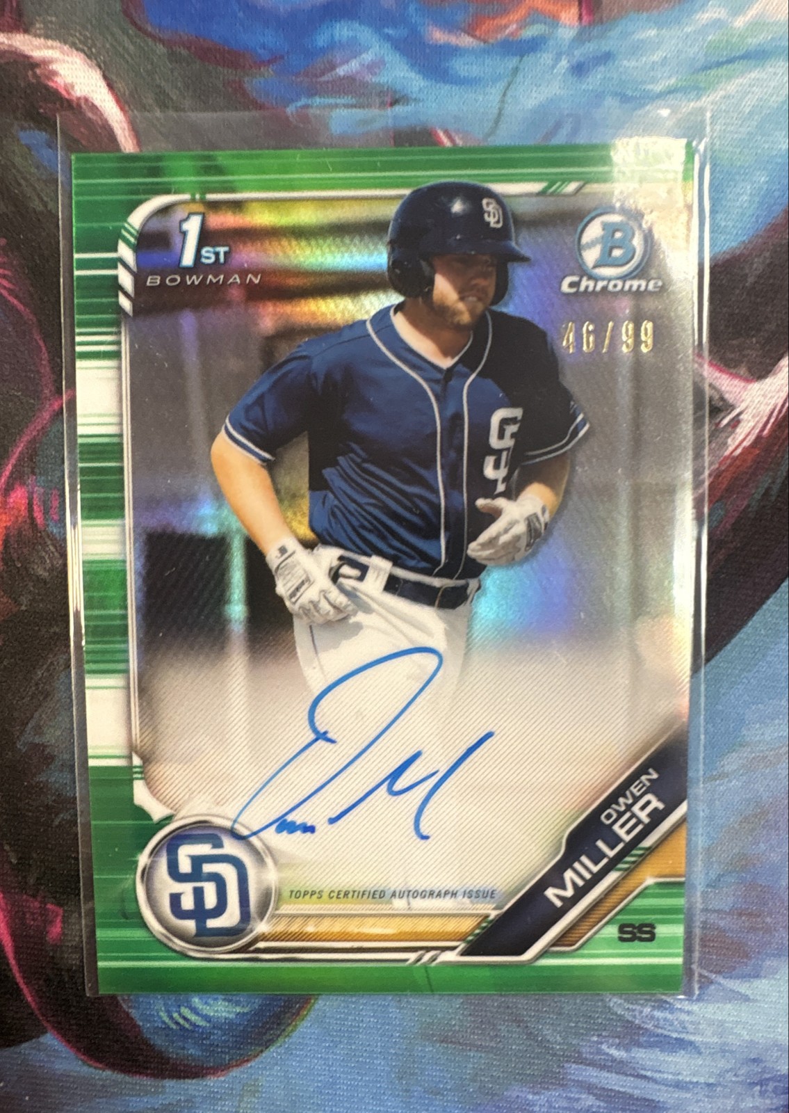 2019 Bowman Chrome - Prospects Autographs Owen Miller #CPA-OM Green Refractor/99