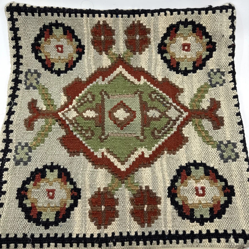 Alfombras Pottery Barn Like Kilim funda de almohada suroeste naranja beige negro 18" cuadrado Foto 2 de 4