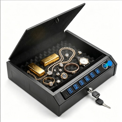 Biometric Safe Fingerprint Small Lock Box for Cash Money Valuables Home Office