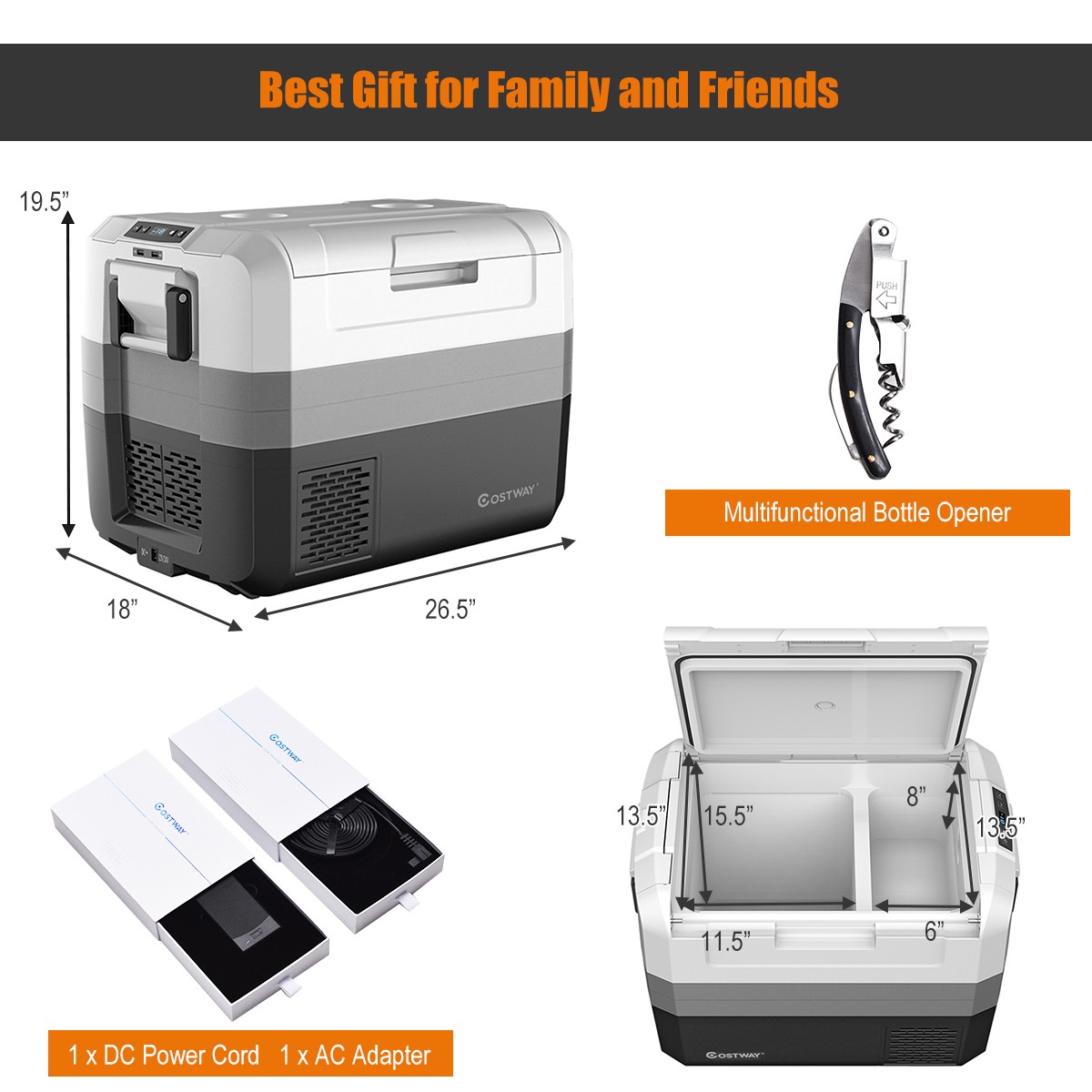 58 Quart Portable Electric Car Cooler Refrigerator Compressor Freezer Camping
