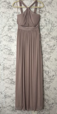 Birdy Grey Women Peach Halter Neck Pleated Back Zip Kiko Bridesmaid Dress  Sz S | eBay