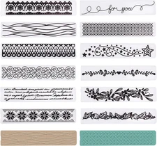 12Pcs Flower Lace Leaf Edge Border Plastic Embossing Folders DIY Plastic Templat