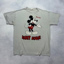 Vintage 80's Mickey Mouse Florida T-Shirt XL Single Stitch Grey Disney Sherry