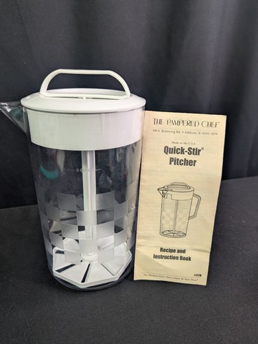 Pampered Chef Quick-Stir Pitcher #2270 Checkerboard Clear White 2 Qt USA Recipe