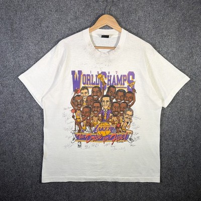 Vintage Los Angeles Lakers Shirt Mens Large White 80s Caricature Kobe NBA 1987