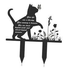Memorial Pet Grave Markers, Metal Cat Garden Stake Plaque Cat With Butterfly