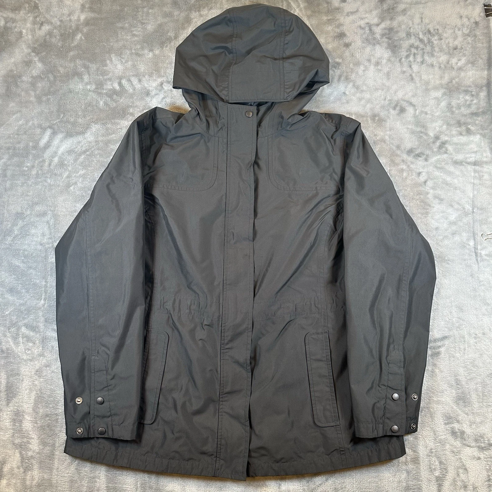 LL Bean Rain Jacket Mens XL Black H2Off Waterproof Hooded Mesh Lined Coat