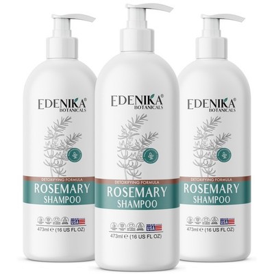Edenika 3 Pack Rosemary Shampoo Biotin Hair Loss Growth Natural Organic 16 oz