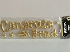 GRADUATION PUFFY STICKERS GOLD 6 PIECE SET