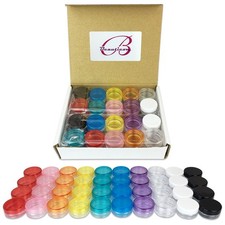 Beauticom Jars 3g/3ml Acrylic Plastic Sample Containers Multi Color Lids 