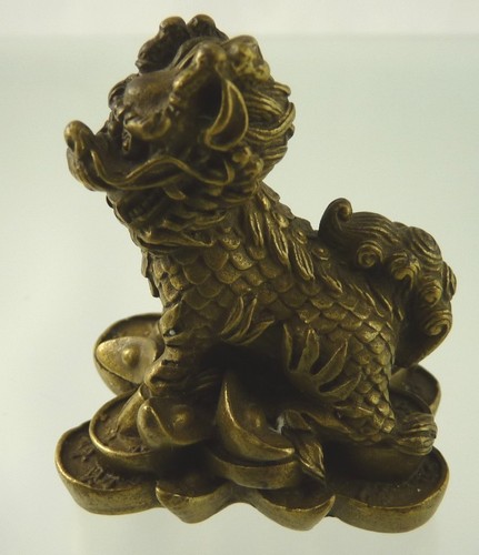 BRONZE QILIN BARREN STATUE Ki Lin Chinesisches Einhorn Kirin Feng Shui Glücksgeschenk - Bild 4 von 5