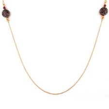 Sterling Silver Pave Diamond Ruby Gemstone Chain Necklace Jewelry
