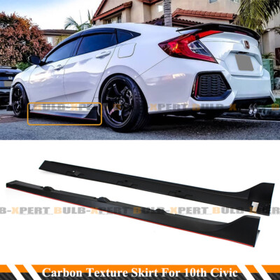 FOR 2016-2021 CIVIC SEDAN HATCH TYPE-R STYLE CARBON TEXTURE SIDE SKIRT EXTENSION