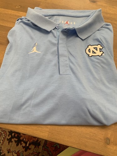 Nike UNC Tarheel Jump man Air Jordan Golf Polo Carolina Blue Dry Fit Size XL Men