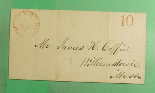 DR WHO 1842 STAMPLESS F/L AMHERST MA RED CANCEL PAID 10C j89346 - Imagen 1 de 3