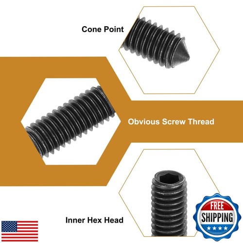 uxcell 10Pcs Set Screws M8x40mm Carbon Steel Cone Point Hex Socket Grub Screw - Picture 3 of 5