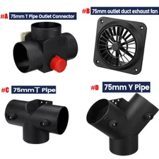T Piece or Y Piece Outlet Connector/ Exhaust Fan Outlet For 75mm Ducting heater