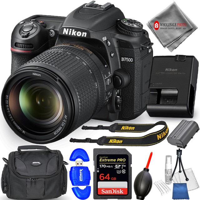 Nikon D7500 DSLR Camera with 18140mm Lens + 64GB Bundle AUTHORIZED