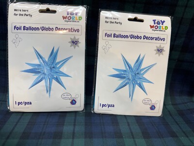 2 - Toy World Starburst Foil Star Balloon 40 Inch Icy Blue
